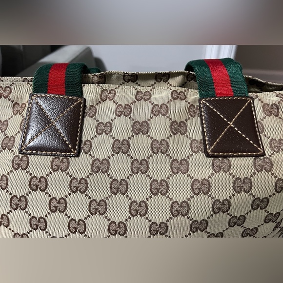 💯 Authentic GUCCI Web Zip Tote GG Canvas - Picture 4 of 16